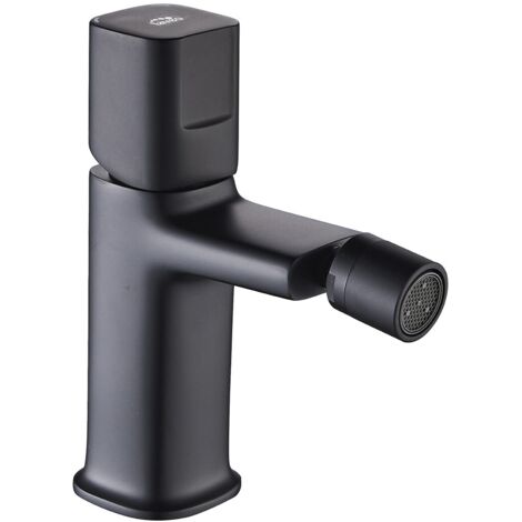 Grifo de bidé de pie LAVEO Tores negro con tapón