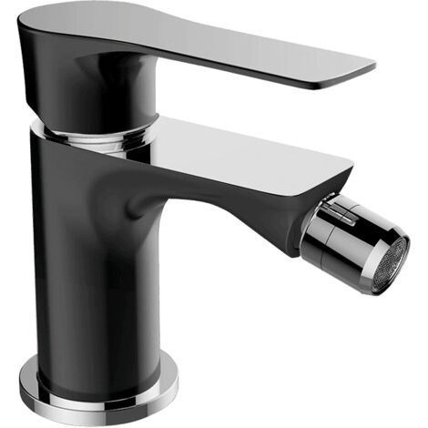 Grifo de bidé de pie RAILA cromado negro con tapón