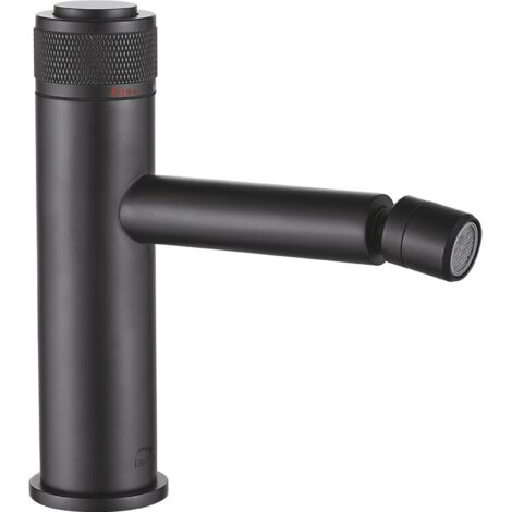 Grifo de bidé de pie VOLUMO negro con tapón