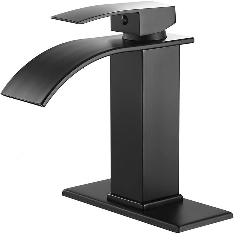 Dpzo Schwarz Grifo De Cascada De Agua Fría Y Caliente, Negro