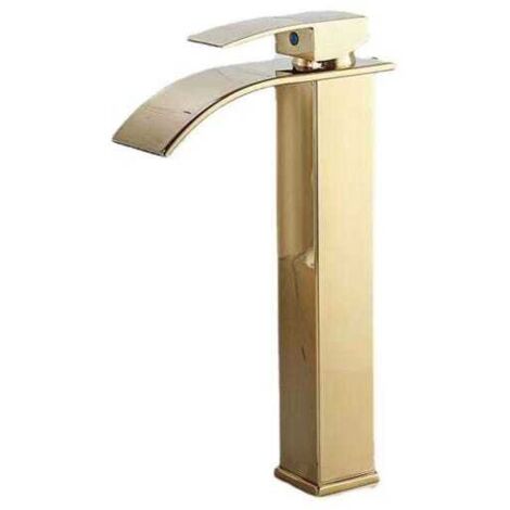 Grifo de cascada lacado con detalles dorados, lavabo de encimera de agua fría y caliente, mueble de baño, grifo monomando, grifo de lavabo tipo cascada
