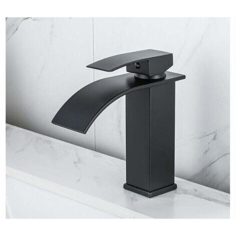 Grifo de cascada lacado para lavabo de encimera, inodoro, gabinetes de baño, grifo de un solo orificio, grifo de cascada para lavabo, grifo mezclador de cascada negro, grifo de baño de un solo orifici