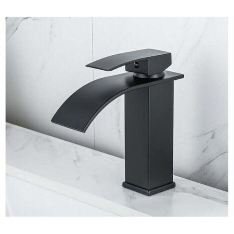 Grifo de cascada lacado para lavabos de encimera, inodoros y muebles de baño grifo monomando grifo de cascada para lavabos grifo mezclador de cascada negro grifo de baño monomando
