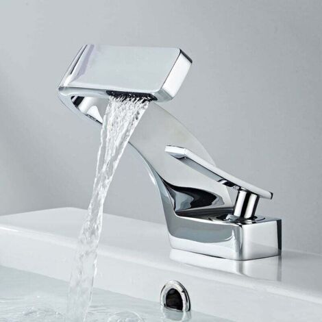 grifo de cascada para baño, grifo de lavabo cromado moderno, grifo de baño, grifo mezclador de lavabo,