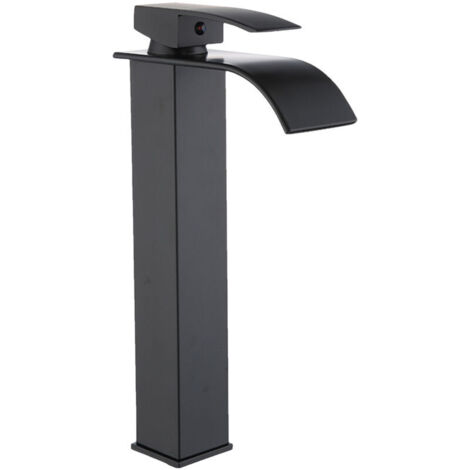 Grifo de cascada para lavabo de baño, grifo de latón para lavabo, mezclador monomando alto de agua fría y caliente con 2 mangueras, de DEBUNS