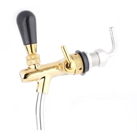 Grifo de cerveza ajustable de acero inoxidable G5/8 con manija trasera para bares, hoteles, restaurantes, hogar y otros entornos (dorado)