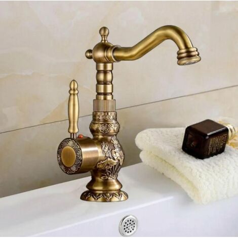 Grifo de cobre oculto con acabado en bronce y aleación, 1 orificio para grifo, termostato integrado, altura del caño: 233 mm, estilo retro, uso general, construcción robusta.