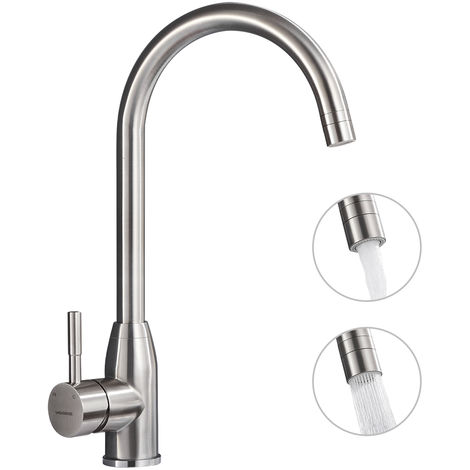 Grifo de Cocina con 2 Modos de Rociado Mezclador Giratorio de 360 ° Mezclador Monomando Grifo de Cocina Mezclador de Lavabo de acero Inoxidable Mezclador monomando Grifo Fregadero Grifo Mezclador Caliente y frío Fregadero Cepillado