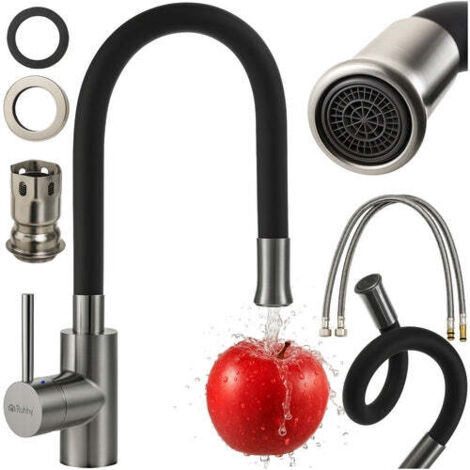 Grifo de cocina con caño flexible - Acero inoxidable