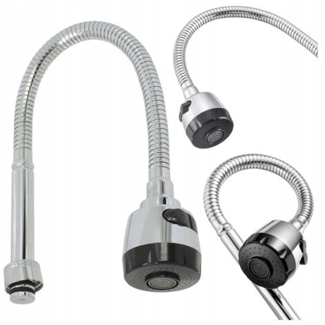 Grifo de cocina con caño flexible, extraíble, cromado ecológico, doble función de 3/4.