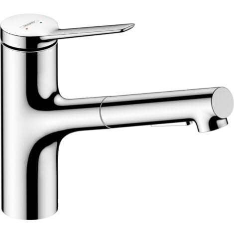 HANSGROHE Zesis M33 Mezclador monomando de fregadero con ducha extraíble de 2 chorros, Cromo 74800000