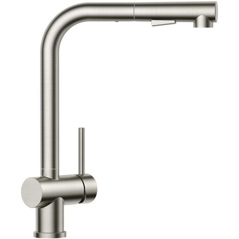 Grifo de Cocina con Mango Extraíble, Giratorio 360° y Doble Spray, Acero Inoxidable