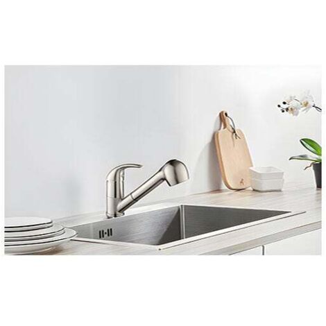 Grifo de cocina con rociador extraíble, grifo para fregadero, 2 modos de rociado a elegir, grifo de cocina de acero niquelado, grifo para fregadero cepillado