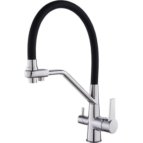Grifo de cocina de 3 vías con función extraíble, cromado