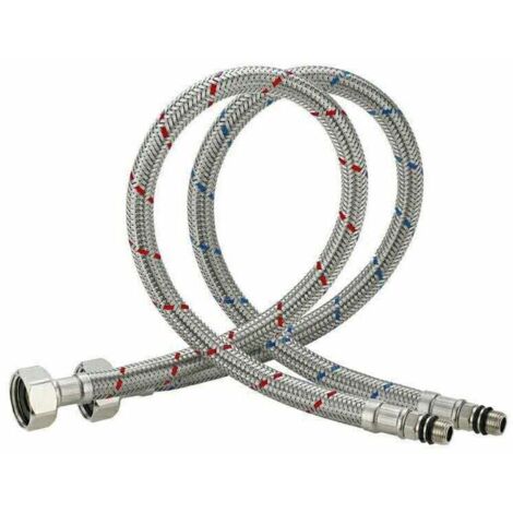 Grifo de cocina de acero inoxidable de 60 cm con manguera de conexión y mezclador de agua fría y caliente.