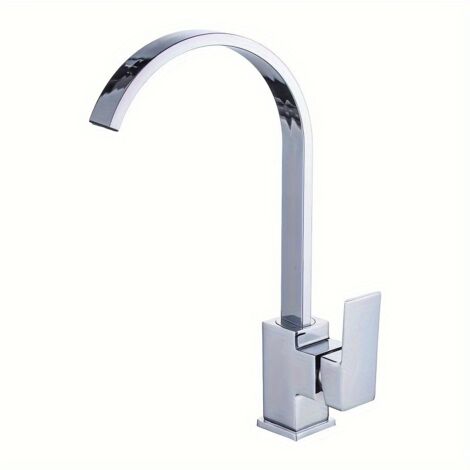 Grifo de cocina de caño alto cuadrado - Grifo mezclador para fregadero de cocina (aleación galvanizada)