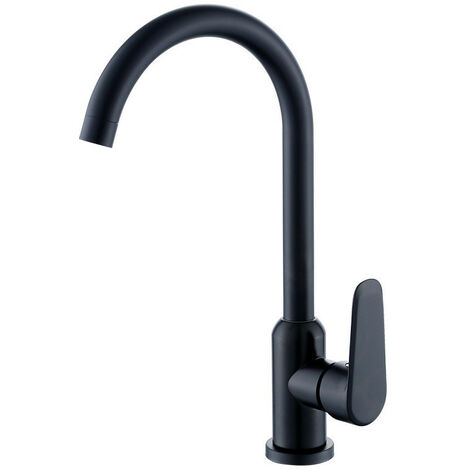 Grifo de cocina de caño alto, pintura negra, grifo mezclador de fregadero giratorio de 360 °, grifo de fregadero de cocina frío y caliente