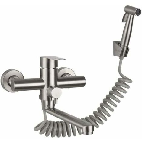 Grifo de cocina de pared, pistola rociadora de pared, fregadero de acero inoxidable, grifo de agua fría y caliente, escurridor de ropa de pared, grifo giratorio de pared para cocina.