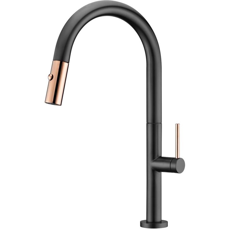 Greenice - imex GCE017/NOR samoa Grifo de Cocina Negro Oro Rosa - ref: GCE017/NOR