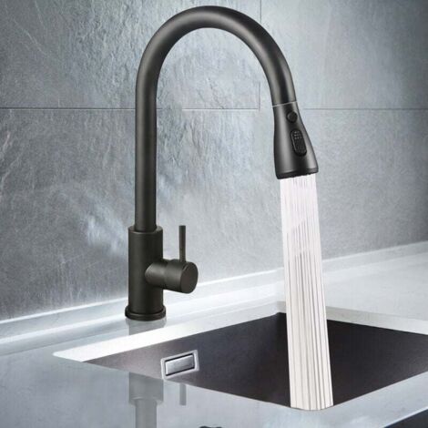 Grifo de cocina flexible SDLOGAL, mezclador de acero inoxidable para fregadero, extensible, giratorio 360° con 2 modos, grifo de cocina de alta presión.