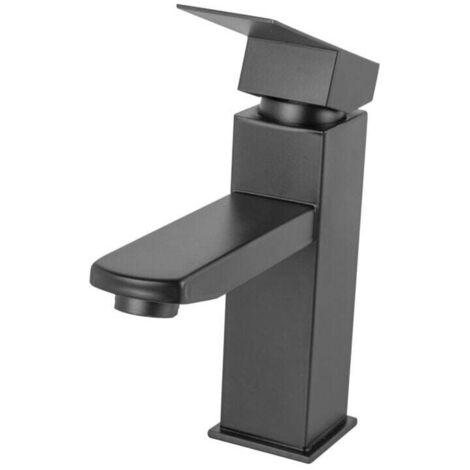 Grifo de cocina FOREHILL, latón/zinc, negro, agua caliente/fría, flexible, caño bajo, mezclador monomando [QLI-FA-4311]