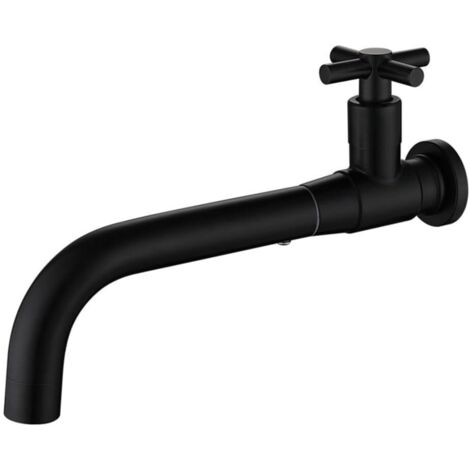 Grifo de cocina giratorio 360° con monomando, grifo de flujo tipo cascada, grifo de fregadero de pared, grifo para lavabo de baño y cocina (negro)