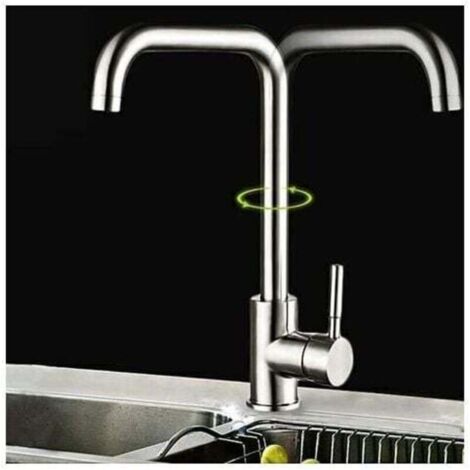 Grifo de cocina giratorio 360° en acero inoxidable SUS304, apto para fregaderos individuales y dobles, mezclador ahorrador de agua y resistente a las huellas dactilares.
