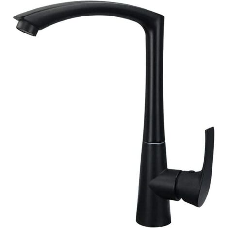 Grifo de cocina giratorio de acero inoxidable negro mate para agua fría y caliente