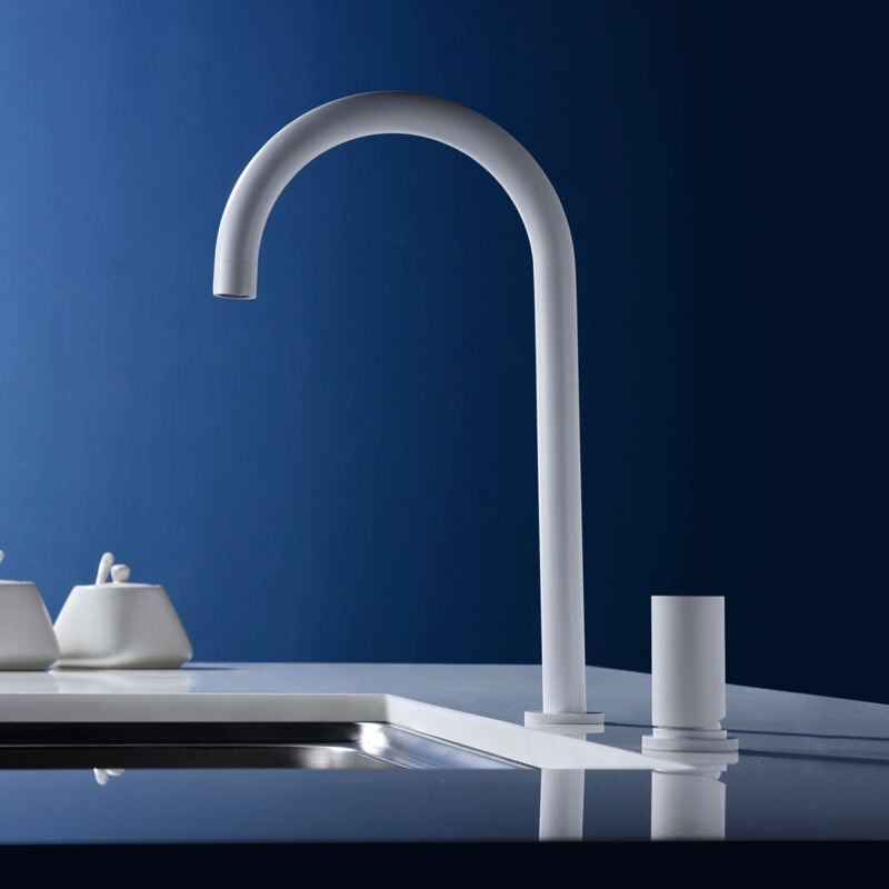 Greenice - imex GCM001/BL manacor Grifo de Cocina Blanco Mate - ref: GCM001/BL