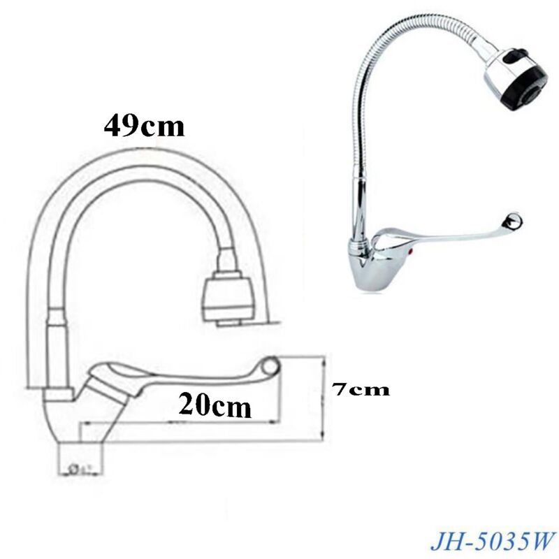 Grifo De Cocina Mezclador De Fregadero Flexible Alto Cromado Jh-5035w
