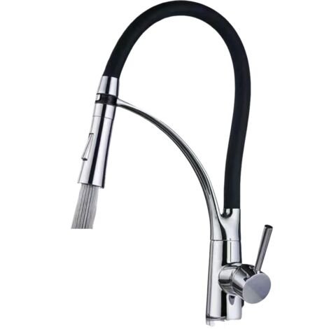 Grifo de cocina, mezclador giratorio de 360° con rociador extraíble, agua fría y caliente, disponible en latón cromado.