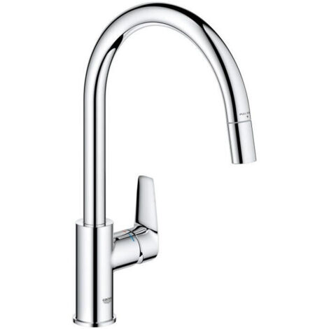 Grifo de cocina - Mezclador monomando de fregadero - Cromo - Caño alto en forma de C - Aireador extraíble - GROHE StartEdge - 30550000