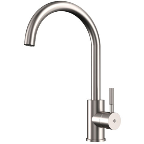 Grifo de Cocina  Modelo ROUND-C  Fabricado en Acero Inoxidable  Monomando  Acabado en Acero