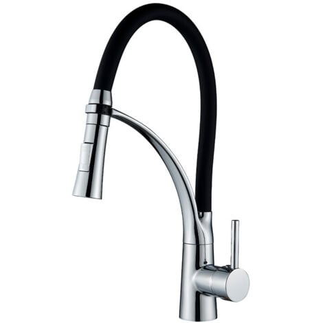 SUGUWORD Grifo de Cocina Moderno con Caño Flexible y 3 Modos, Grifos Fregadero Alta Presión Negro Giratorio 360°, Grifo Monomando para Fregadero con Silicona Grado Alimenticio, Mezclador Grifo Cocina