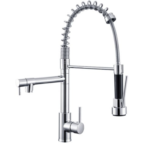Grifo de cocina monomando con caño extraíble 360 ° giratorio Mezclador de Fregadero con 2 Tipos de Salida de Agua Grifo de Fregadero Monomando