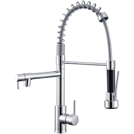 AURALUM Grifo de cocina monomando con caño extraíble 360 ° giratorio Mezclador de Fregadero con 2 Tipos de Salida de Agua Grifo de Fregadero Monomando