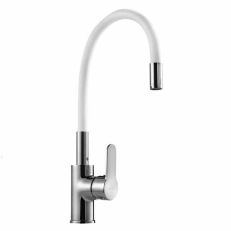 Grifo de Cocina Monomando Mirtak F19 Flexible Blanco con Caño Orientable