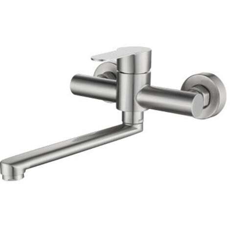 Grifo de cocina mural de acero inoxidable, fregadero para fregonas, cajón para verduras, fregadero para lavandería en balcón, grifo mezclador termostático de agua fría/caliente