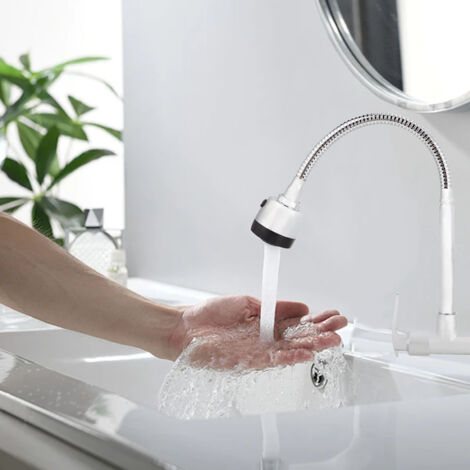 Grifo de cocina mural giratorio 360° (solo agua fría) – brazo espiral de cobre y acero inoxidable, G1/2 pulgada para diámetros de 22 a 30 mm