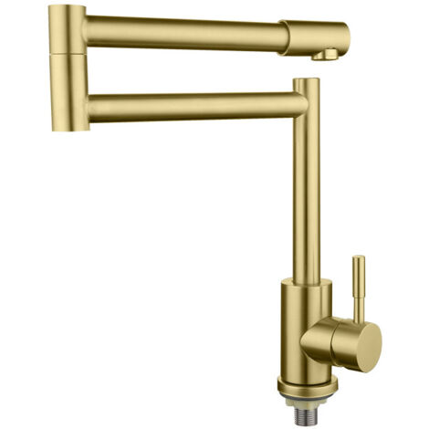 Grifo de cocina plegable de acero inoxidable 304, rotación de 360°, diseño compacto  Disponible en 4 colores, dorado
