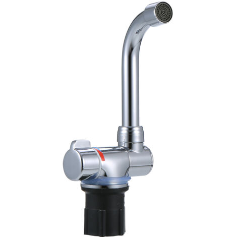 Grifo de cocina plegable giratorio 360°, lavabo de baño/bar, grifo monomando de agua fría/caliente, cobre macizo para autocaravana, caravana, barco, RV, camping.