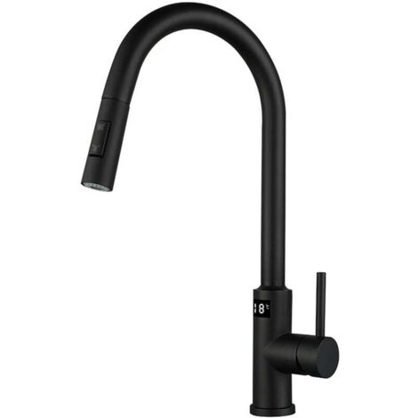 Grifo de cocina Smart Touch, pantalla digital, extraíble, color negro.