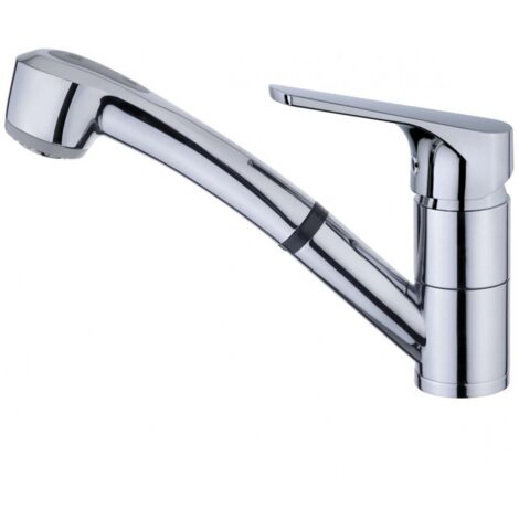 Grifo de cocina Teka MTP978D con caño bajo giratorio y maneral extraíble de 2 funciones