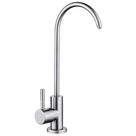Grifo de cuello de cisne Tigrezy de 1/2'' de zinc, monomando, giratorio 360°, cromado, con filtro de agua potable por ósmosis inversa para cocina Cisea