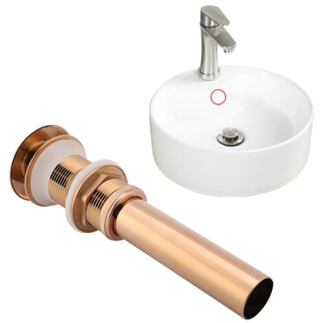 Grifo de desagüe G1 de 1/4" para lavabos sin rebosadero, en cobre rosado, con sistema de apertura automática con un solo botón.