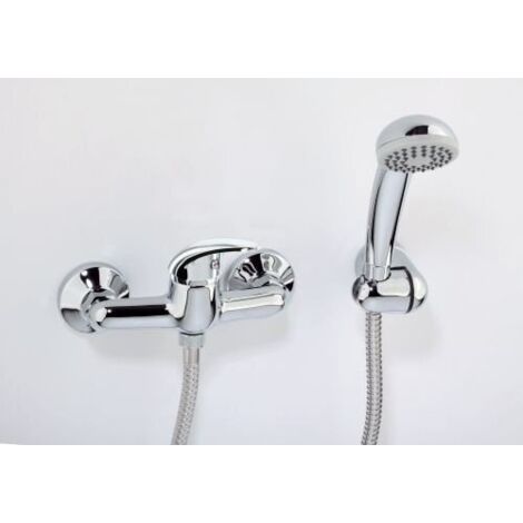 Grifo de ducha de pared Alba de dos orificios con accesorios cromados