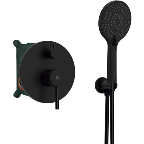 Grifo de ducha empotrable mezclador monomando Round Negro GME