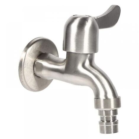 Grifo de jardín de acero inoxidable 304, grifo de agua exterior de pared robusto y duradero (conexión de 1/2")