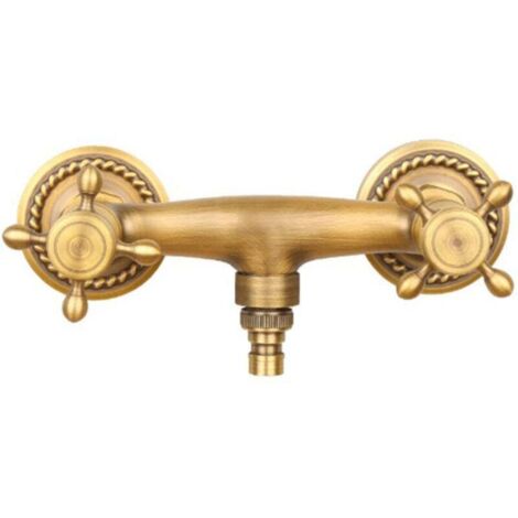 Grifo de jardín exterior de 1/2 pulgada, grifo de lavadora de pared con acabado de latón antiguo