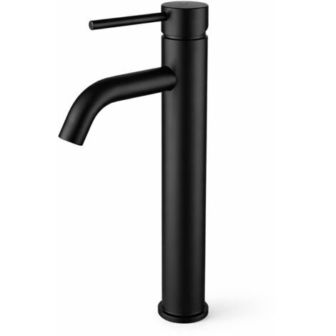 Grifo de lavabo alto sobre encimera mezclador de baño negro VERTI